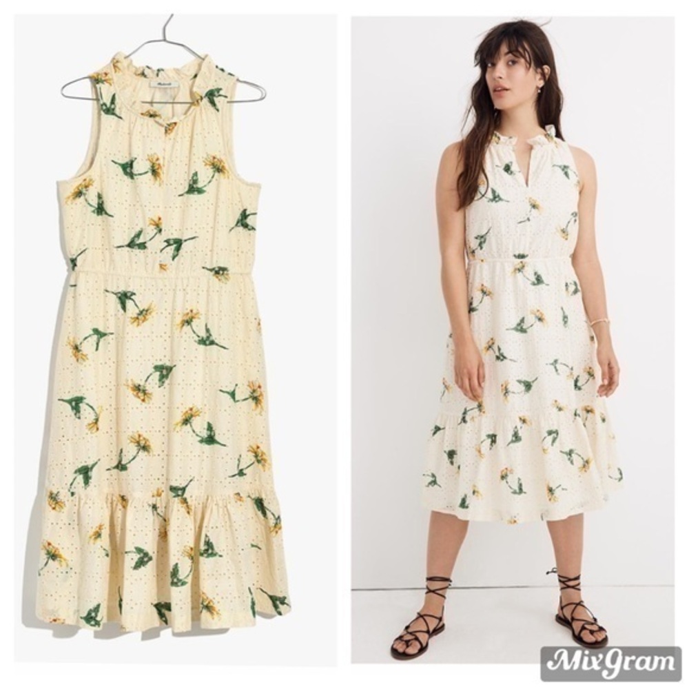 Madewell ruffles neck eyelet dress